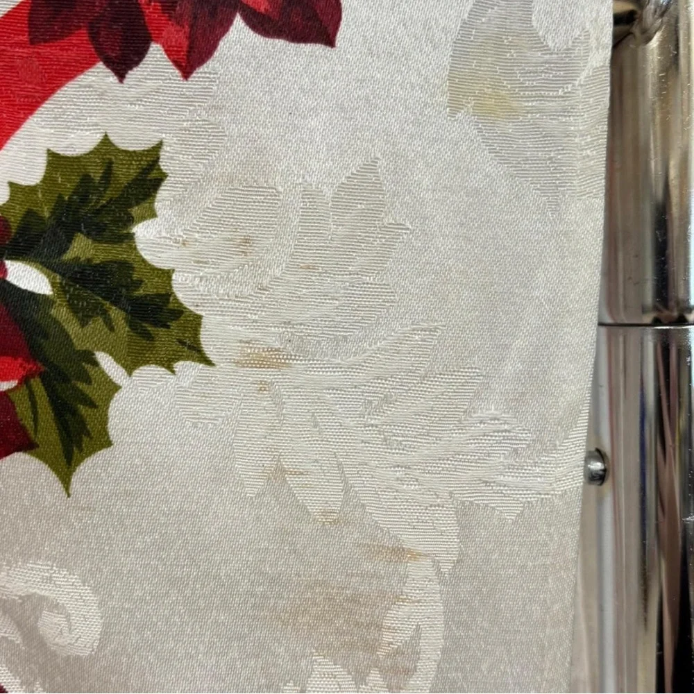 Elegant Holiday Tablecloth with Red Accents